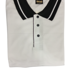 Best Sale Two-Tone Polo Shirts, Short Sleeve Custom T-Shirt with Button Collar, White & Black