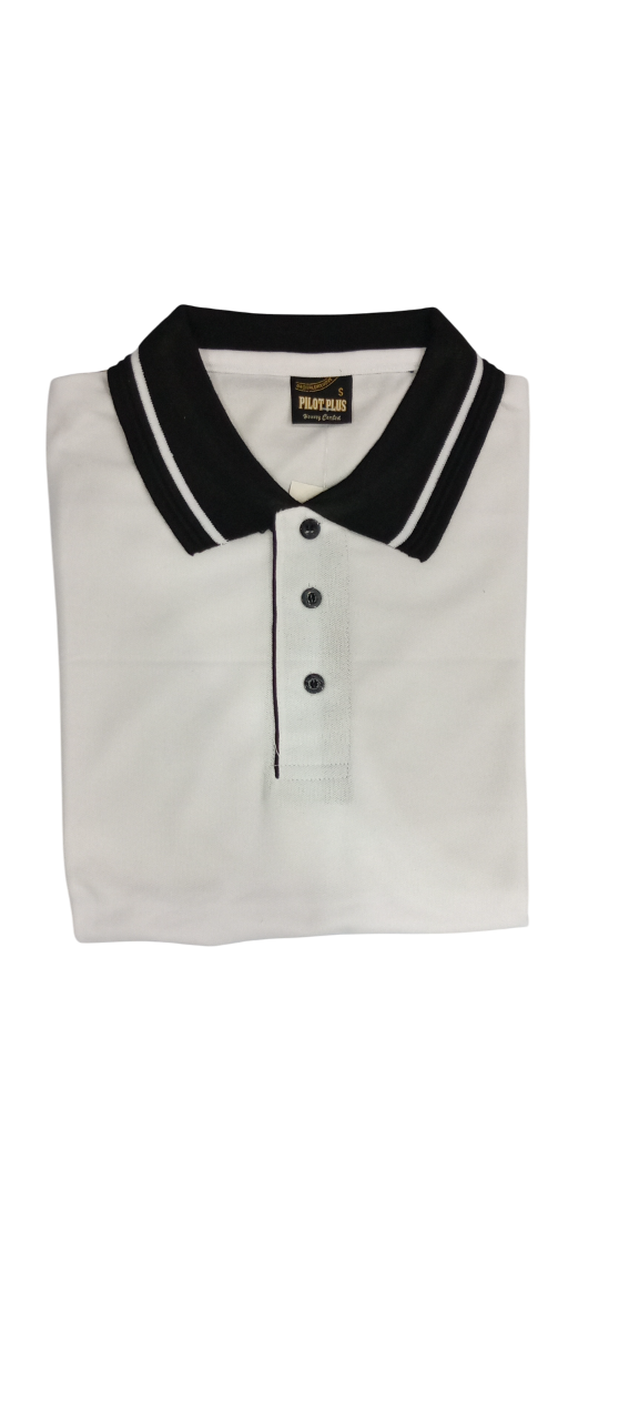 Best Sale Two-Tone Polo Shirts, Short Sleeve Custom T-Shirt with Button Collar, White & Black