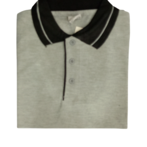 Hot Sale Two-Tone Polo Shirts, Short Sleeve Custom T-Shirt with Button Collar, Grey & White Collar