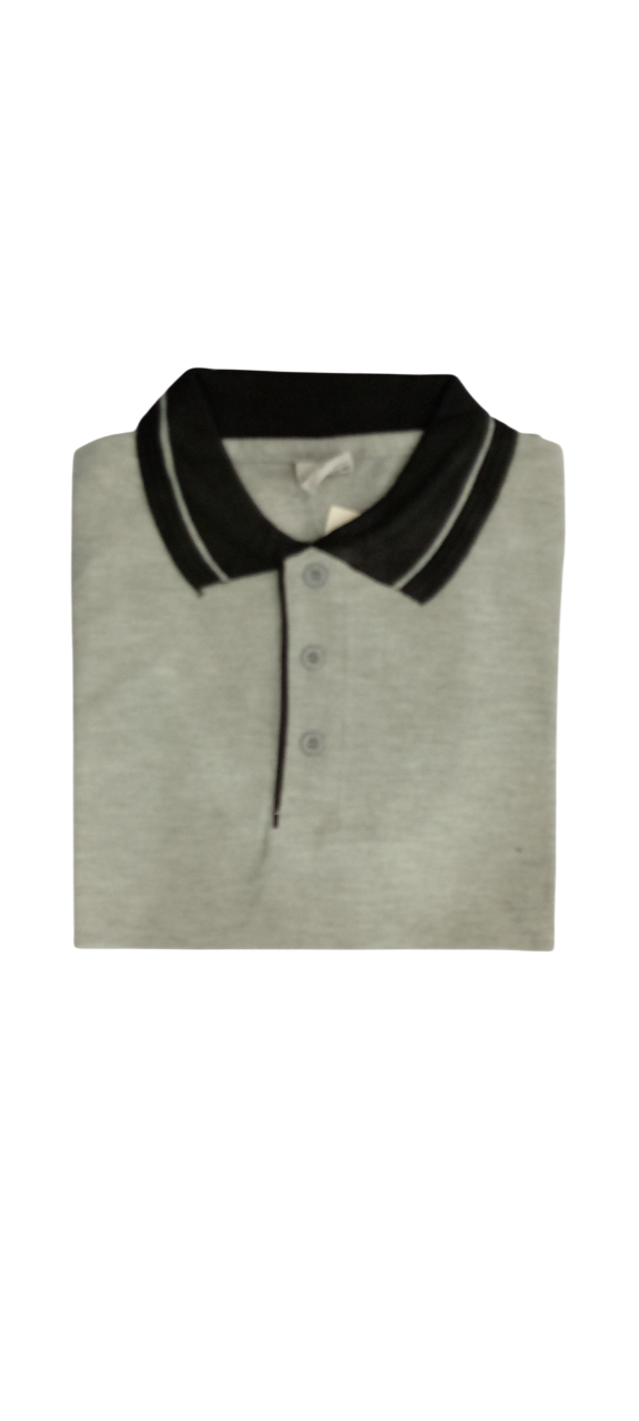 Hot Sale Two-Tone Polo Shirts, Short Sleeve Custom T-Shirt with Button Collar, Grey & White Collar