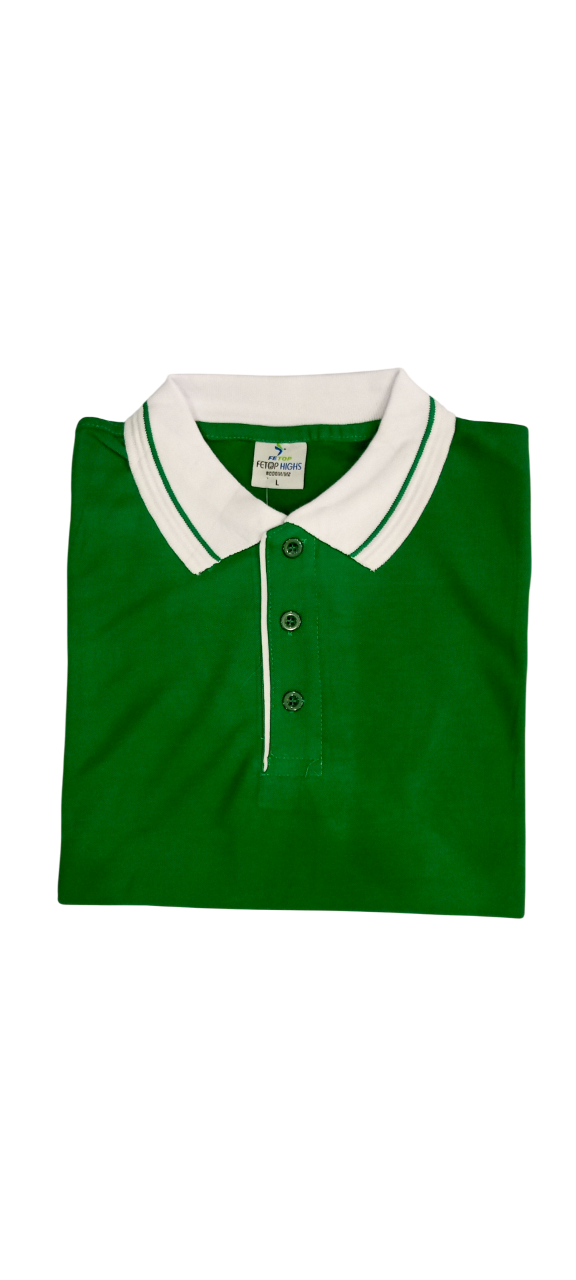 Hot Sale Two-Tone Polo Shirts, Short Sleeve Custom T-Shirt with Button Collar, White & Green
