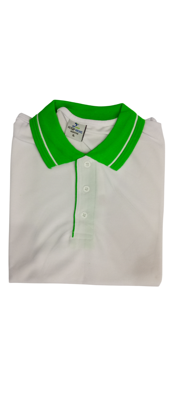 Top Sale Two-Tone Polo Shirts, Short Sleeve Custom T-Shirt with Button Collar, Green & White Collar